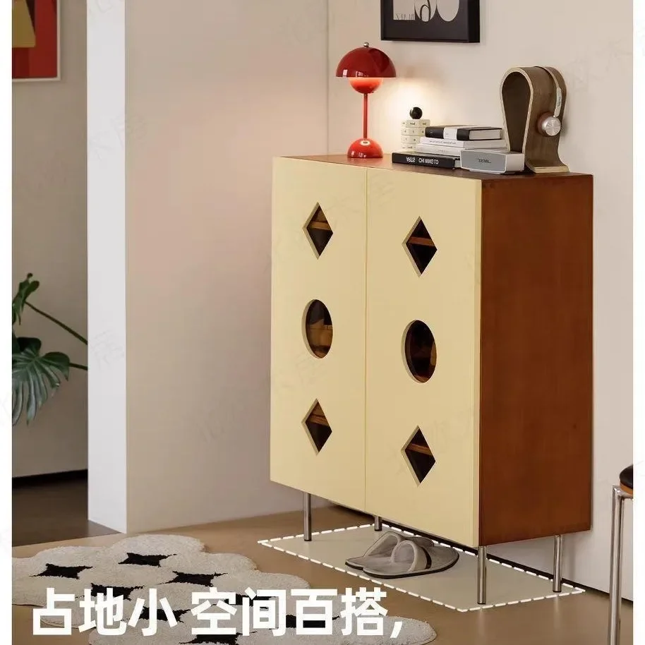 DSA solid wood shoe cabinet double door household entrance entrance sofa side cabinet storage cabinet