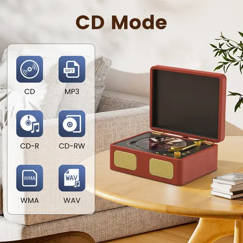 Vintage Wood Disc Player Retro CD Player Bluetooth 5.4 Portable CD Player Wireless CD Player Support 3.5mm AUX for Desktop PC