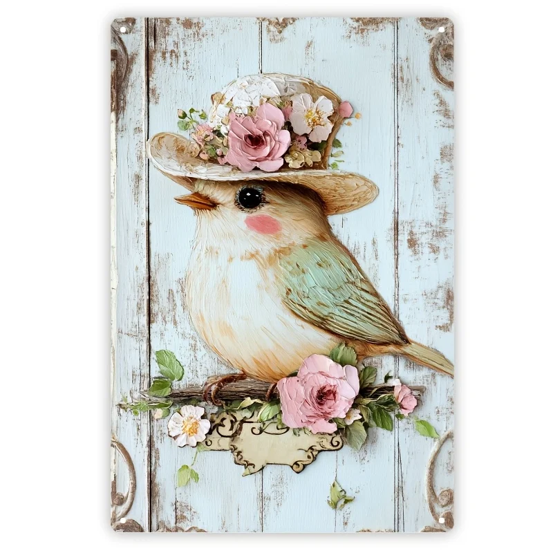 (, flat)  aluminum sign, old and fashionable bird, beautiful flower aluminum metal sign, suitable for home living rooms, bedr