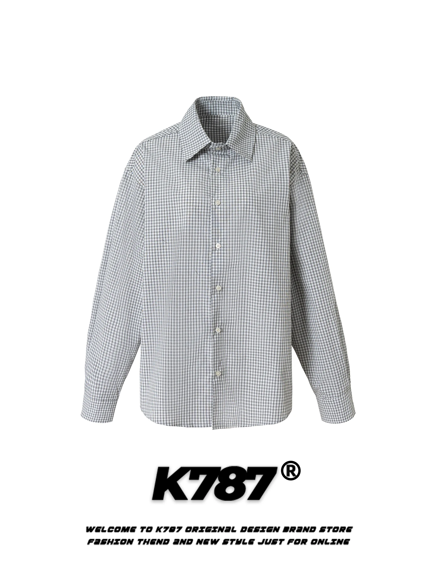 

K787 American Retro Cleanfit Plaid Long Sleeve Shirt Men Women Loose Trendy Spring Simple Casual Shirt Cotton Youth
