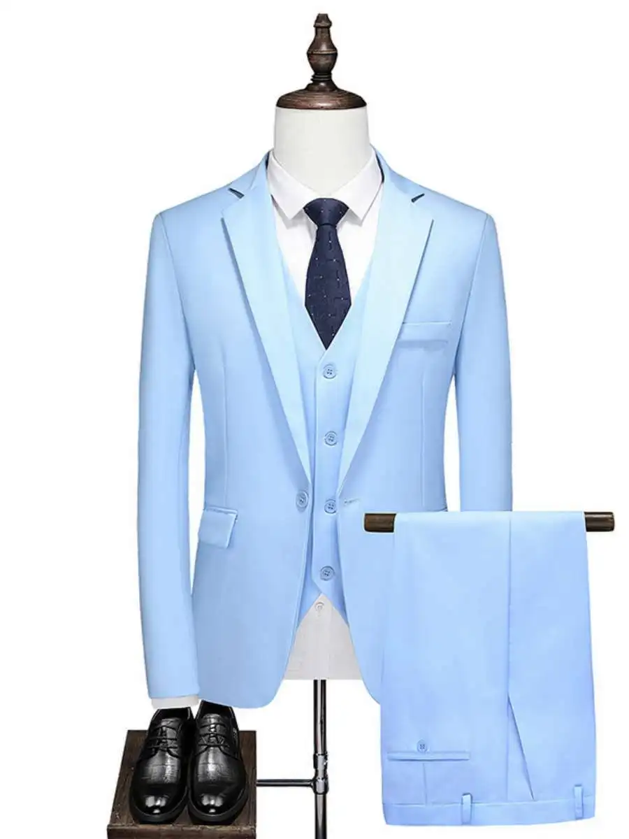 

New Men's Casual Tee-Piece Suit Wedding omsmen Busin Profional Leisure Faion Youth ular Special Wide Fit