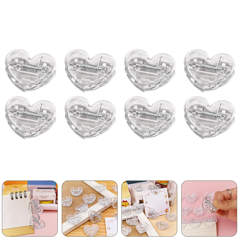 20 Pcs Transparent Love Clip Lovely File Clips Snacks Sealing Bag Clamps Office Food Home Fresh Keeping for