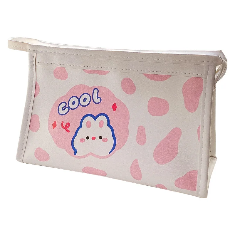 Trousse à crayons en cuir de grande capacité pour filles, jolie trousse à crayons en cuir de grande capacité avec dessin animé Kawaii, boîte de papeterie étanche Ins sac de rangement pour étudiants