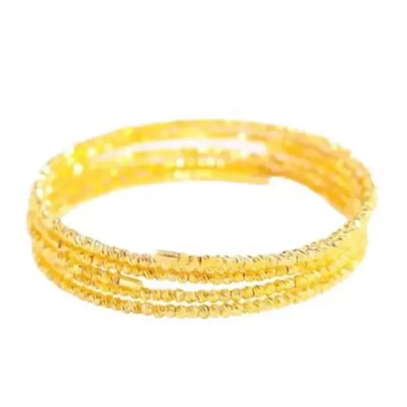 GoldEclat  Disco Beads Elastic Five-Circle Memory Bracelet 9999 24K Real Gold Women's Blast Flash Gold Bracelet Braceletgift
