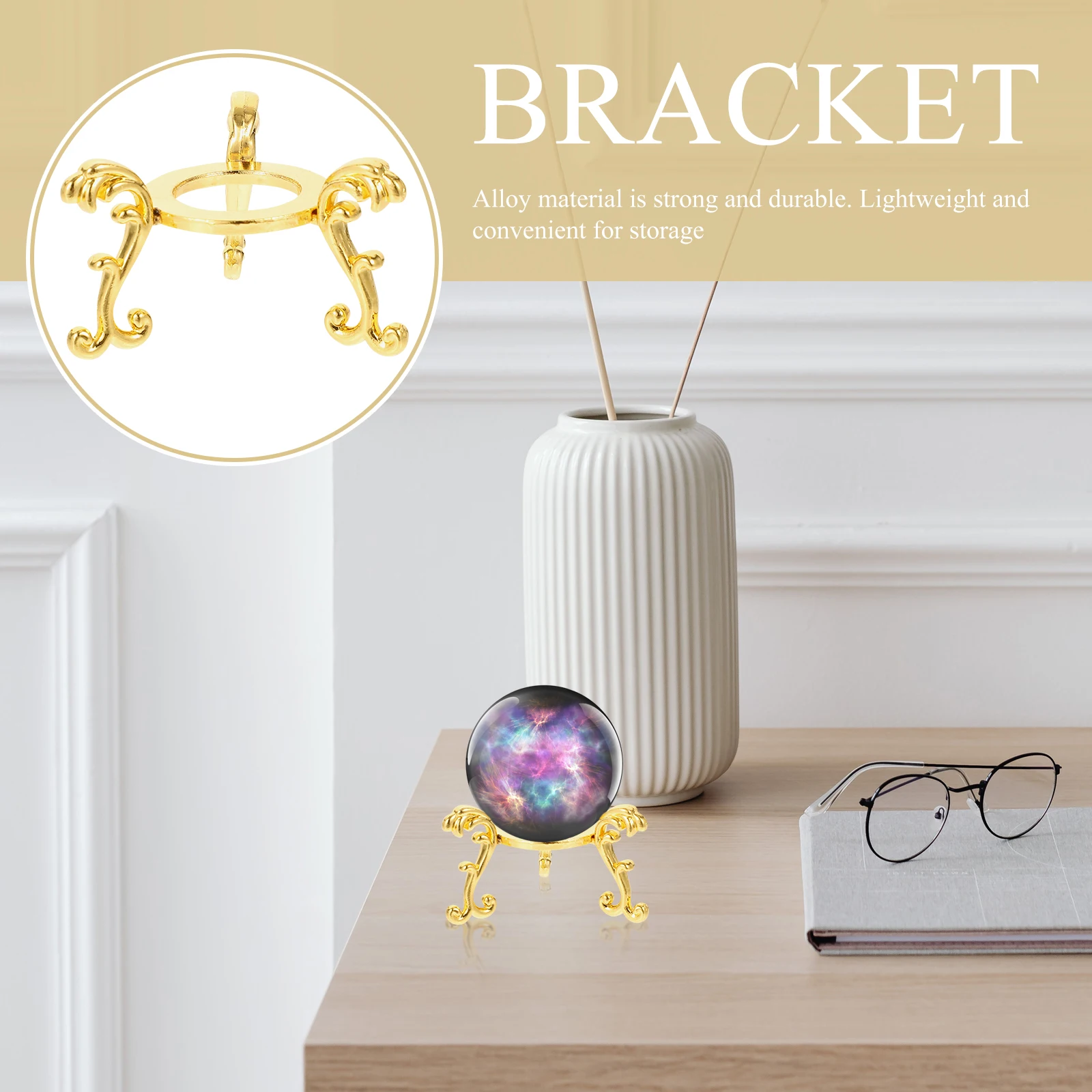 

2Pcs Alloy Crystal Stand Base Desktop Display Gazing Globe Storage Rack Halloween Decor Home nament Metal Tray