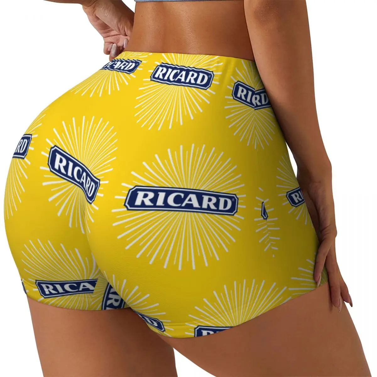 Custom Marseille France Ricards Aperitif Anise Gym Biker Running Shorts Women's Great Buffalo Sun Workout Yoga Shorts