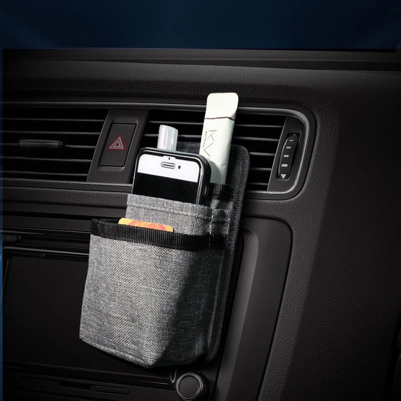 Car Air Outlet Storage Bag Organizer Box Oxford Hanging Bag Phone Holder Stowing Tidying Pocket Car Accessories Interior Decor