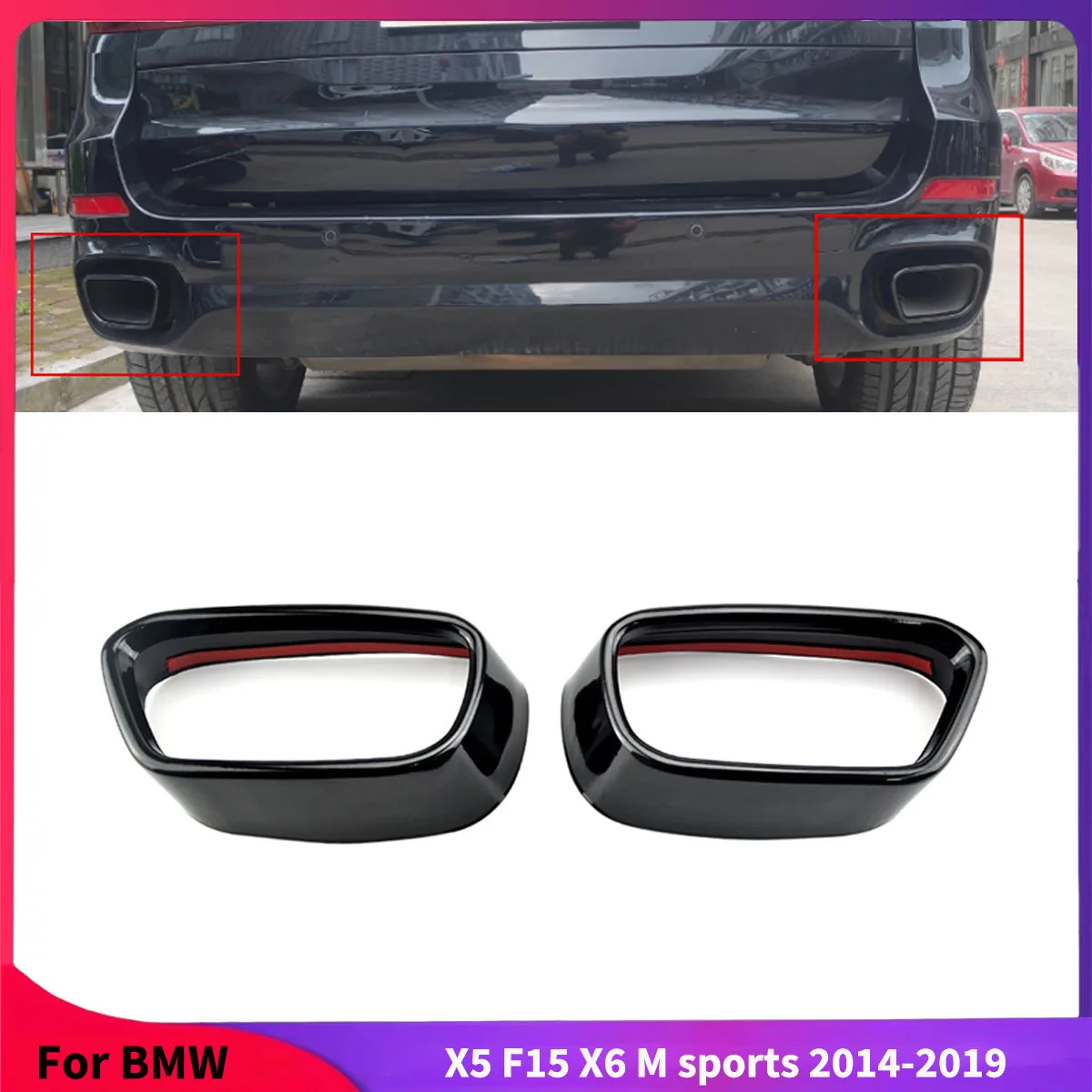 For BMW X5 F15 X6 M Sports 2014-2019 Car Exhaust Pipe Cover PartsTail Throat Single-hole Tailpipe Accessories Body Kits Tuning