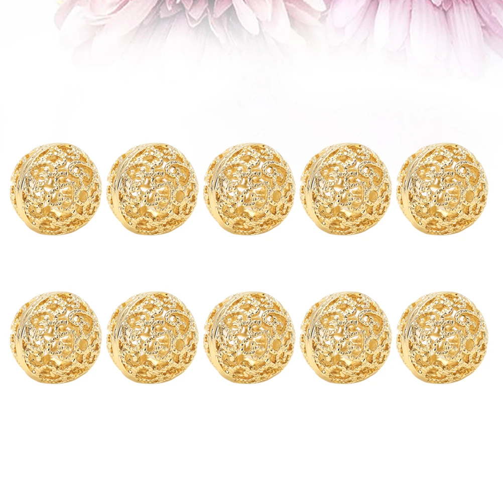

10 Pcs Hollow Gold Plated Jewelry Making Loose Beads Pendant Accessories Bracelet Necklace Stringing for Christmas