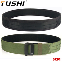 TUSHI Brand 5CM Wide ronin Belt Men's Automatic Buckle Double layer Nylon Outdoor Leisure Plus Hard Hanging Gun Pants Belt