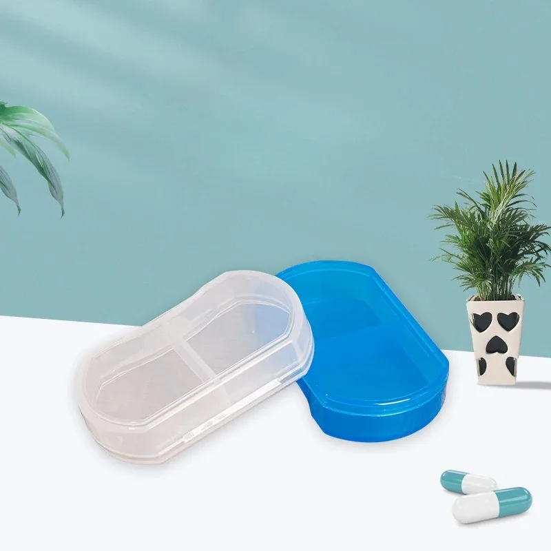 Pill Box Mini Pill Case 2 Grids Tablet Pill Organizer Case Dispenser Travel Tablet Holder Container Medicine Drug Storage Box