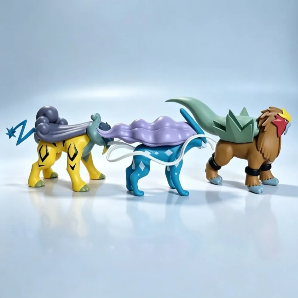 10-11cm Anime Figure Scale World Suicune Entei Raikou Pokemen Action Figures Pvc Statue Desktop Collection Model Toys Gifts - view 3