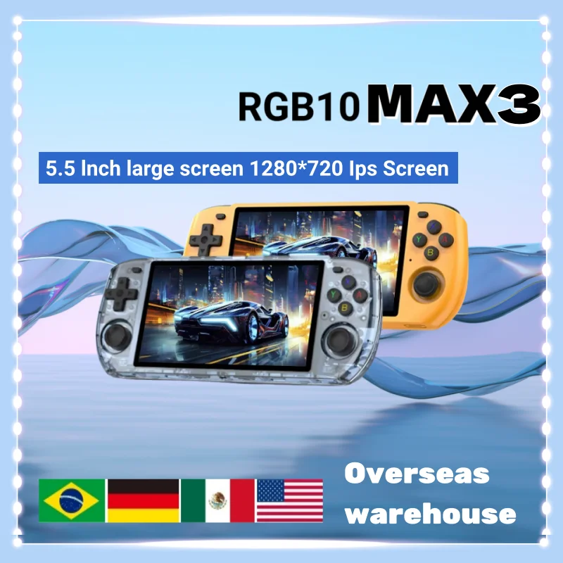POWKIDDY RGB10 MAX 3 Ретро портативная игровая консоль 5-дюймовый 1280*720 Ips-экран RK3566 Портативные HD-плееры с открытым исходным кодом
