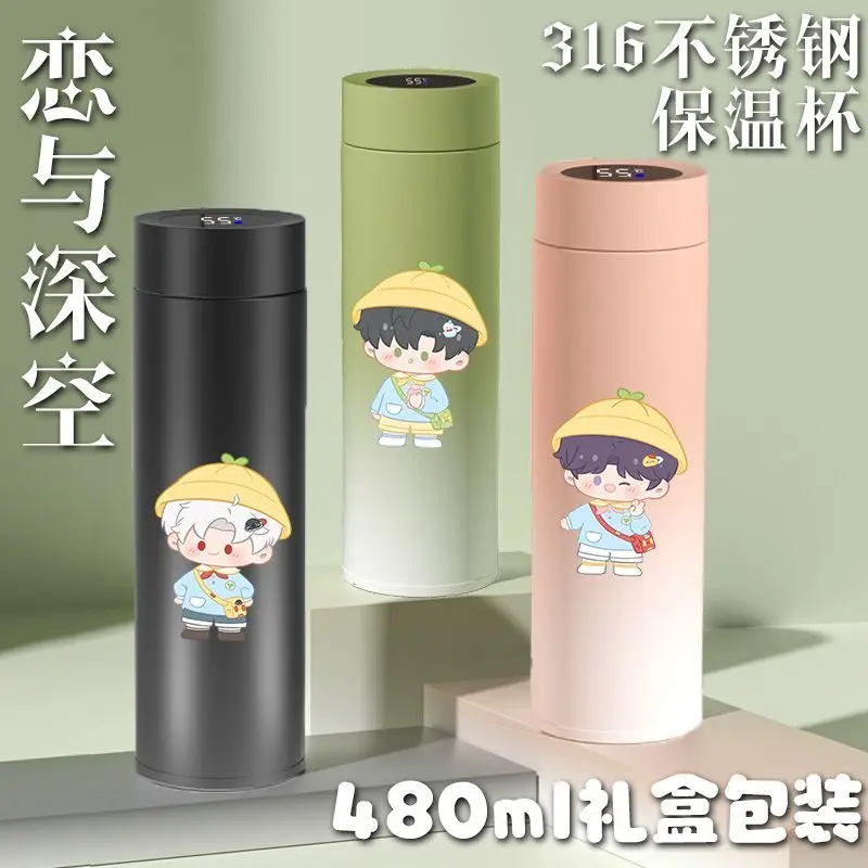 

2025 Love and Deepspace Anime Game Cos Sylus Xavier Rafayel Caleb Zayne Temperature Display 316 Insulated Cup Birthday Gift