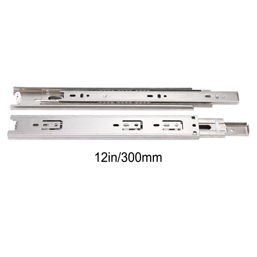 Heavy Duty 304 Stainless Steel Silent Drawer Slide Three Section Guide Rail Hydraulic Damping 100 LB Load Capacity