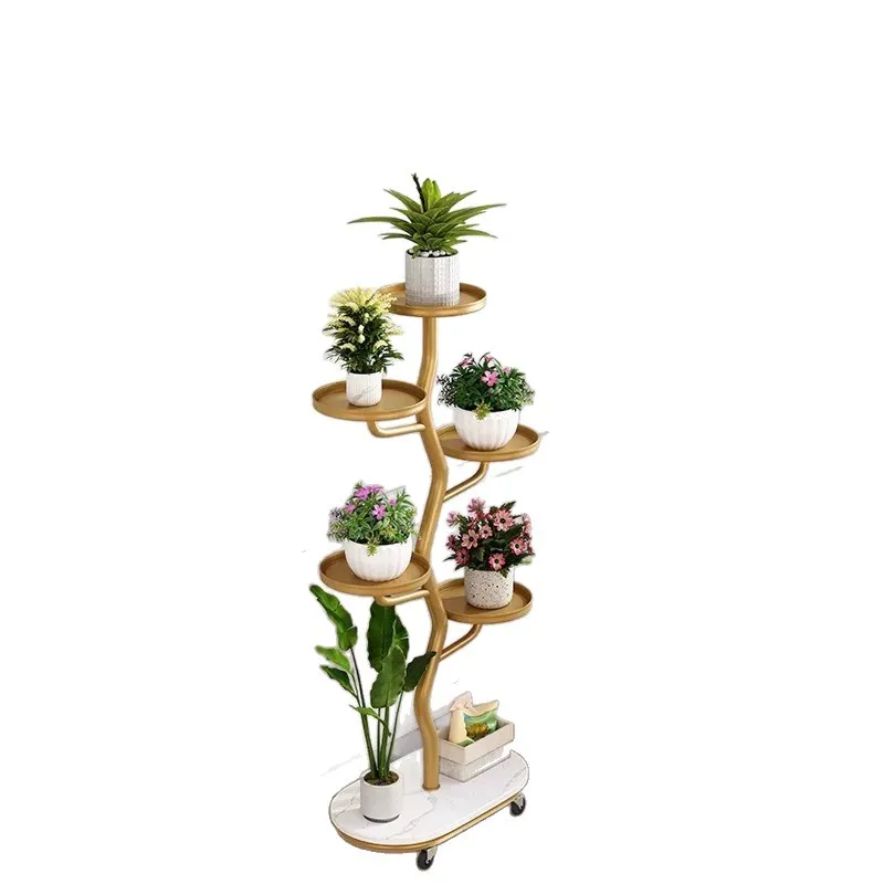 Movable Flower Stand Living Room Floor-standing Iron Wrought Balcony Flower Stand c
