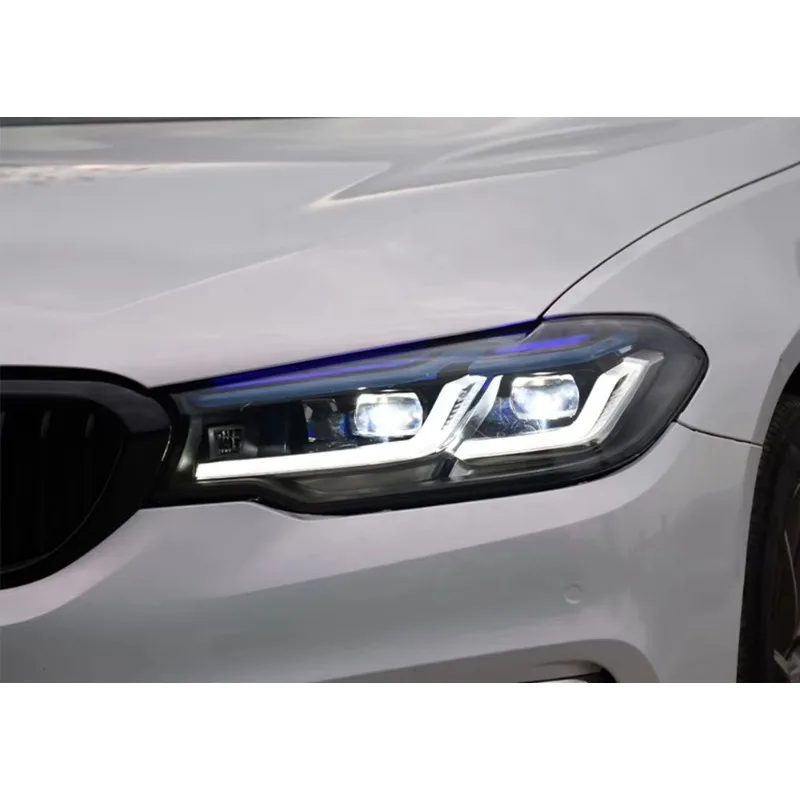 SXLL G30 G38 M5 إشارة توجيه المصابيح الأمامية بالليزر شعاع بعيد وقريب من ملحقات مصباح العدسة (تغيير المصد) غطاء رأس للسيارات