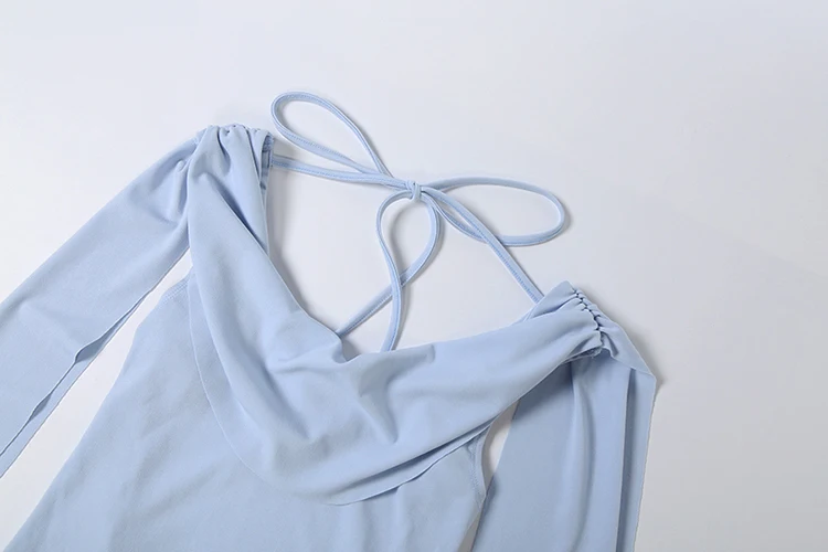 Weird Puss Rückenfreies Bandage-Maxikleid für Damen, langes, mit Quasten versehenes, tief ausgeschnittenes, einfarbiges, schmales, elegantes Kleid für Geburtstagsfeiern, schicke Urlaubskleider – Detail 6