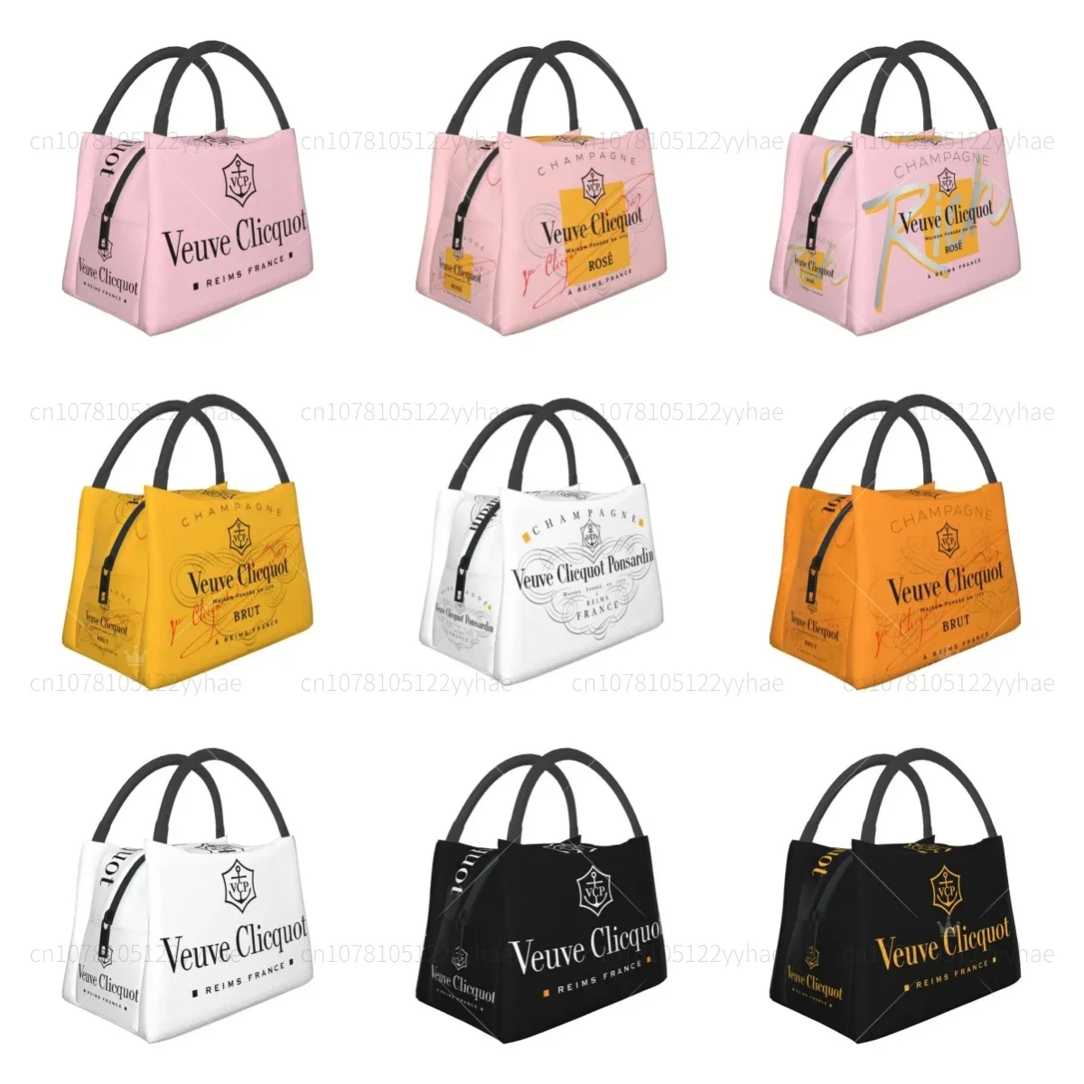 Custom Clicquot Champagne Lunch Bags Men Women VCP Warm Cooler Insulated Lunch Boxes for Picnic Camping Work Travel