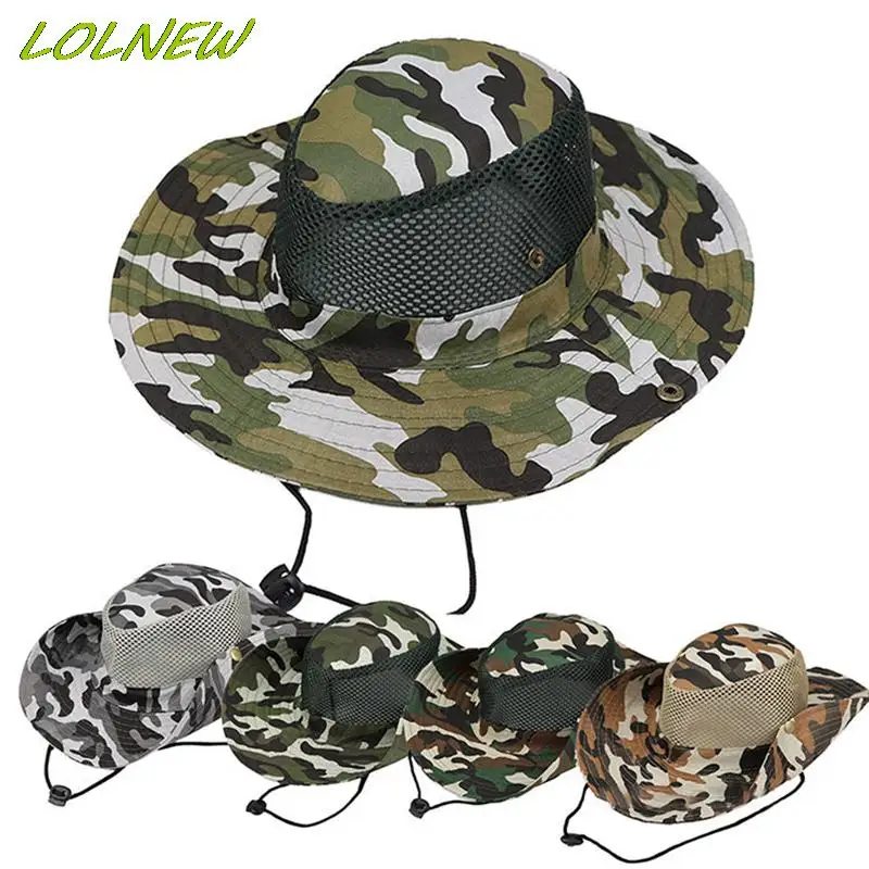 High Quality Camouflage Breathable Mesh BOONIE HAT Camouflage Bucket Hats Hunting Hiking Fishing Climbing Sun Hat