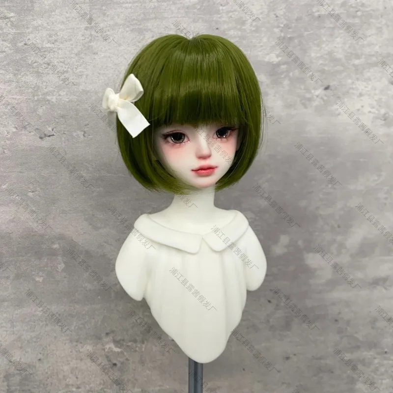 BJD/SD Student Girl Bobo Short Haircut with Bangs and Braids Wig 1/3 1/4 1/6 Doll Wig 2D Doll Dress Up Toy Doll Making Supplies 3
