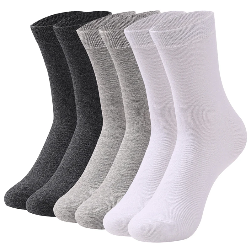 6Pairs New High Quality Men Socks Cotton Breathable Black White Business Spring Summer for Male sock Plus Size EU42-48