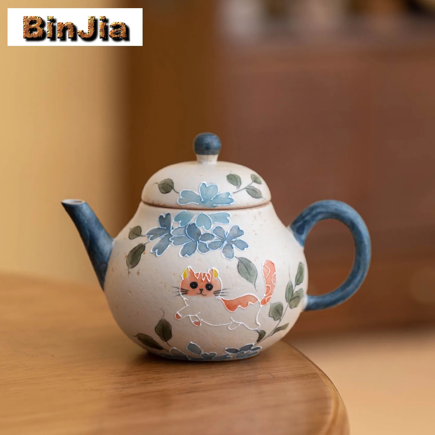 

130 мл карамельный ручной роспись апельсиновый кот пирифор чайник дзен чайник бытовой чайник чайник с фильтром для чайного ремесла