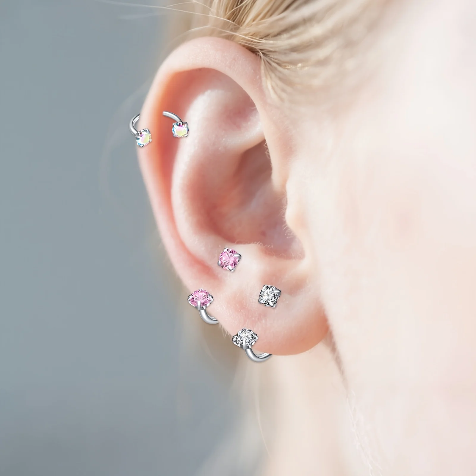 قطعة واحدة من حلقة الأنف المصنوعة من الفولاذ المقاوم للصدأ - ثقب جسم كبير على شكل حدوة حصان مع حلزوني داخلي، تصميم بدون خيط للياقة الآمنة #4