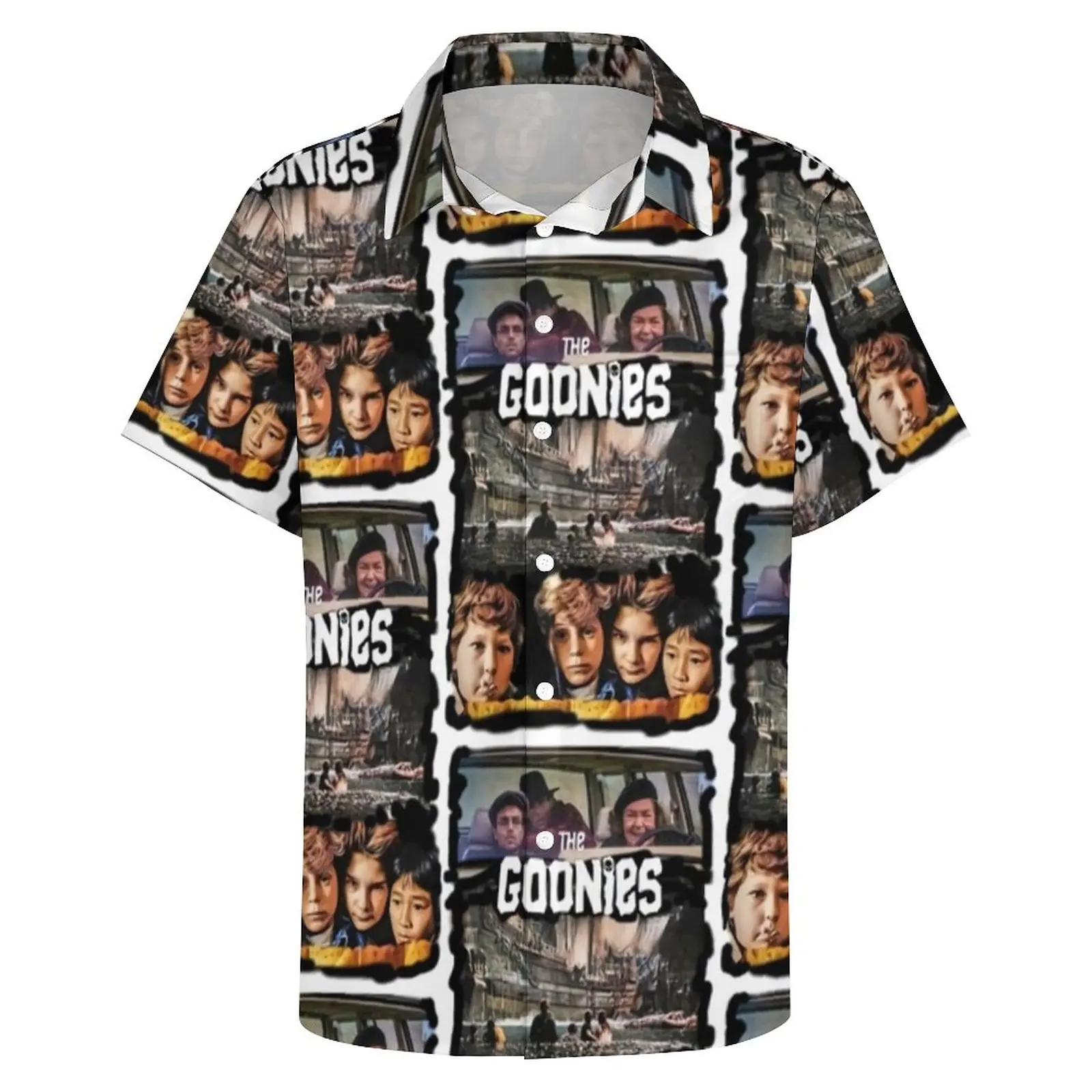 Goonies Print Art Beach Shirt 80s Classic Movie Hawaiian Casual Shirts Male Retro Blouses Short-Sleeve Custom Tops Plus Size