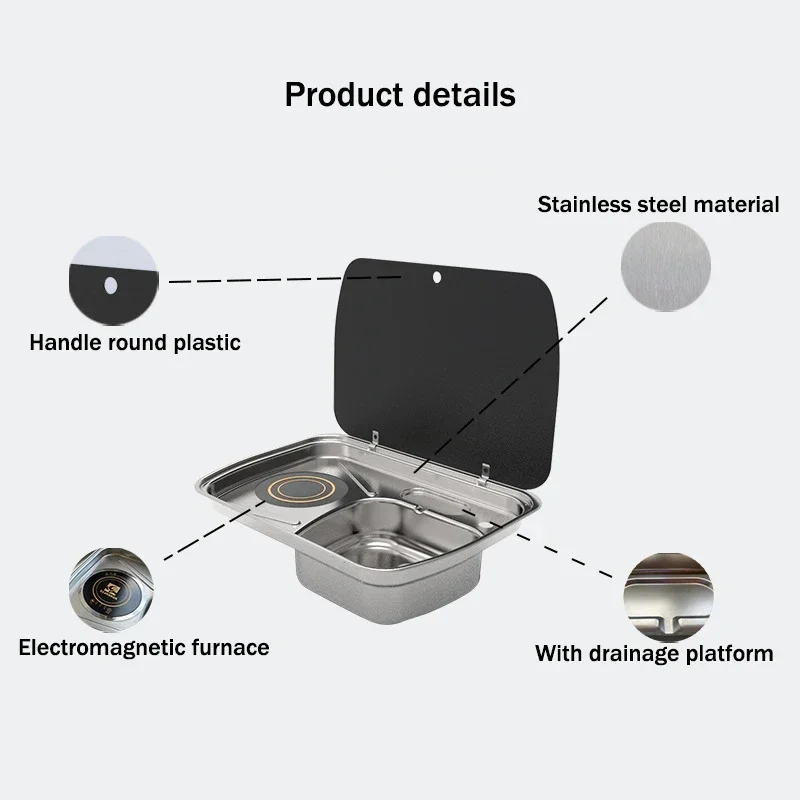 RV Induction Stove With Stainless Steel Sink For Small Yacht Households Kitchen