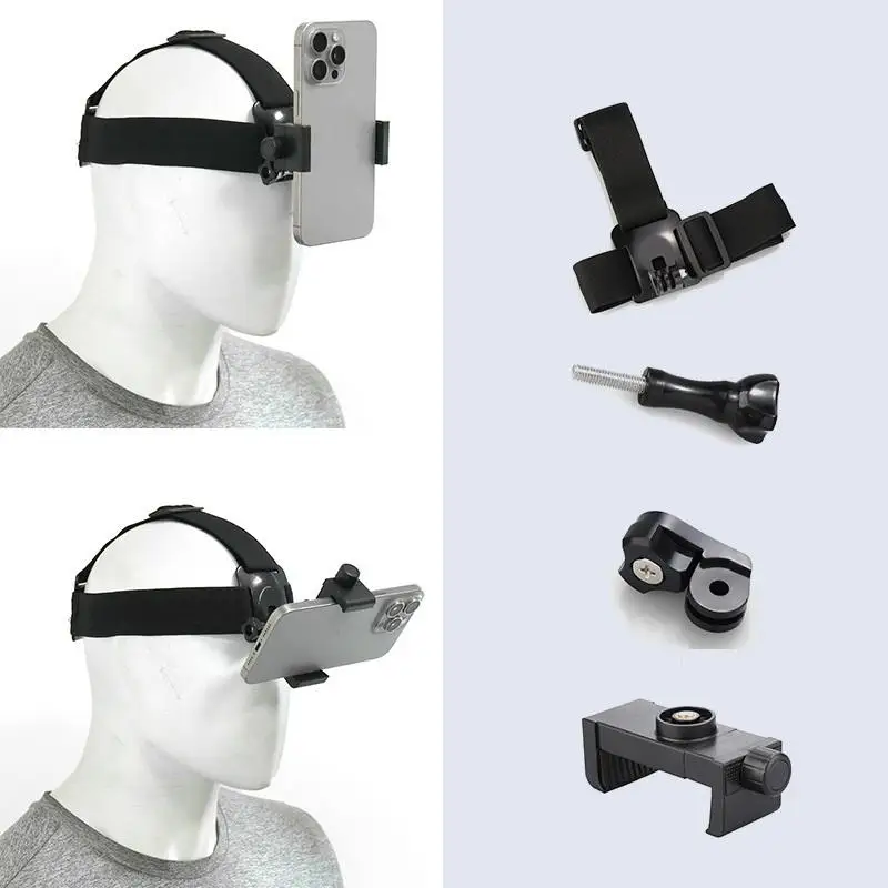 Head Mounted Smartphone Bracket 360 Rotatable First Person View Holder for Outdoor Live Streaming Travel Vlogging