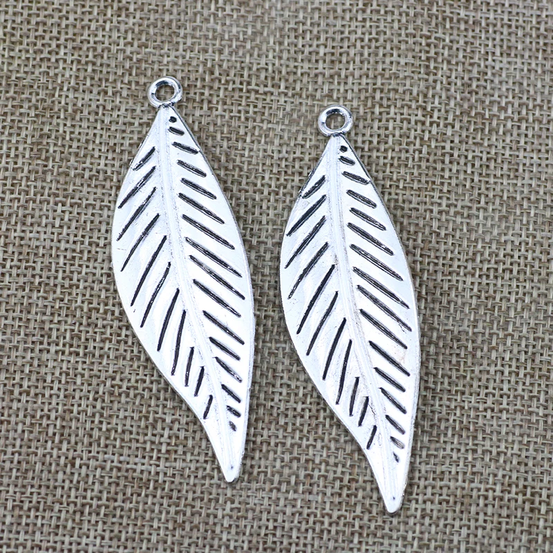 

Newest 4Pieces 75*23mm Mixed Alloy Antique Silver Color Leaf Charms Necklace Keychain Pendant Accessory For DIY Jewelry Making