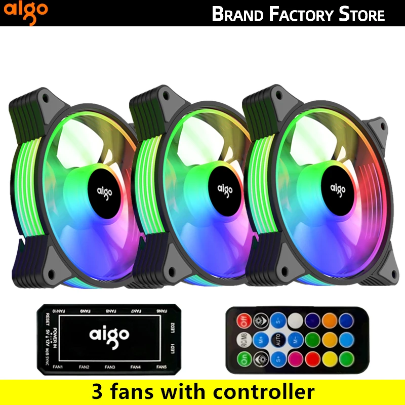 Aigo AR12 120mm PC Gamer Computer Case Fan RGB 12v Heatsink Aura 