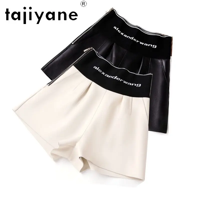 TAJIYANE Genuine Leather Shorts Woman High Waist Real Sheepskin A-line Short Pants Fashion Spring Women Clothing 2025 шорти