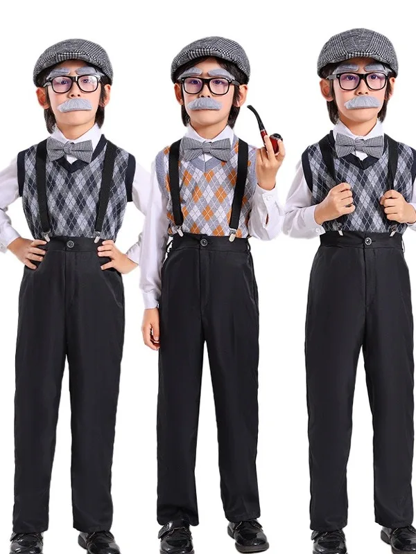 loween Poor Old andpa andma Stage Costume Children's Playbook ly Woman Rural Child Stage Outfit Traditional Ethni...