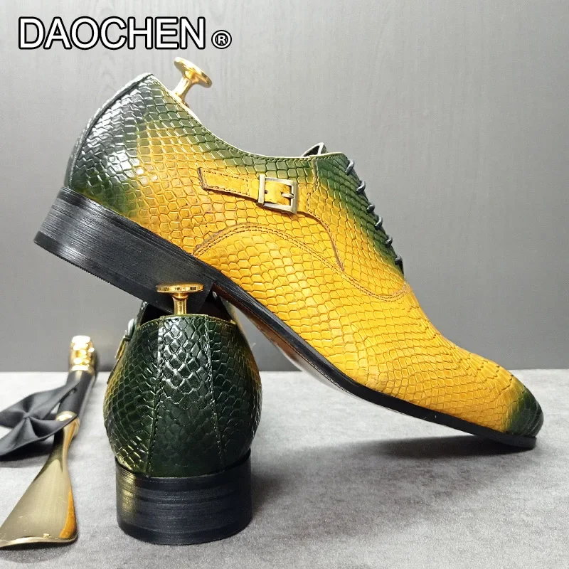 Italienische Männer Lederschuhe schwarzer Kaffee gemischte Farben Schnallen riemen lässig Herren Kleid Schuhe Hochzeit Büro Bankett Leder Schuh Männer