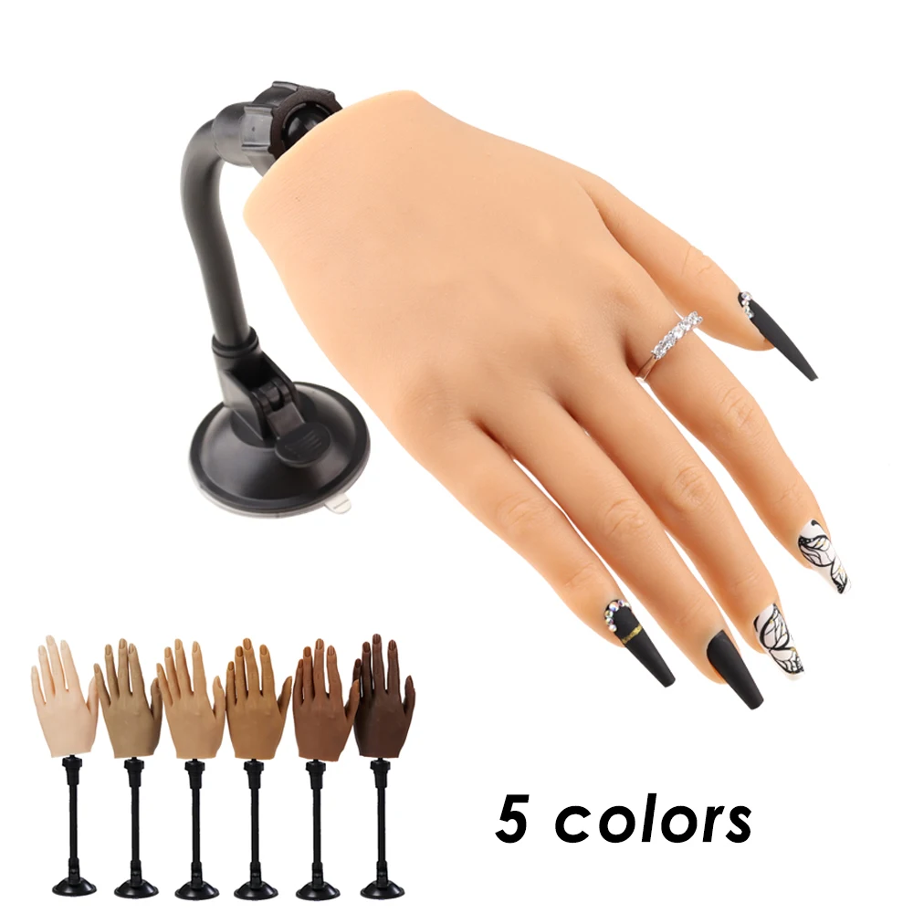 

Realistic Silicone Practice Hand for Nails Nail Art Practice Hand with Shelves Flexible and Adjustable Fingers Manicure Tool