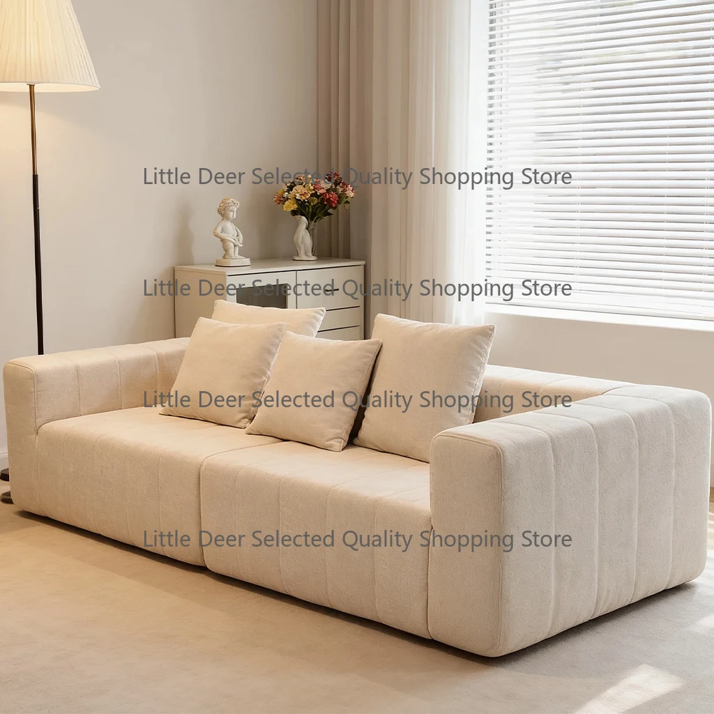 Italian  Style Simple Piano Key Fabric Sofa Modern Three-seater Straight Row Living Room Compressed Sofa Set