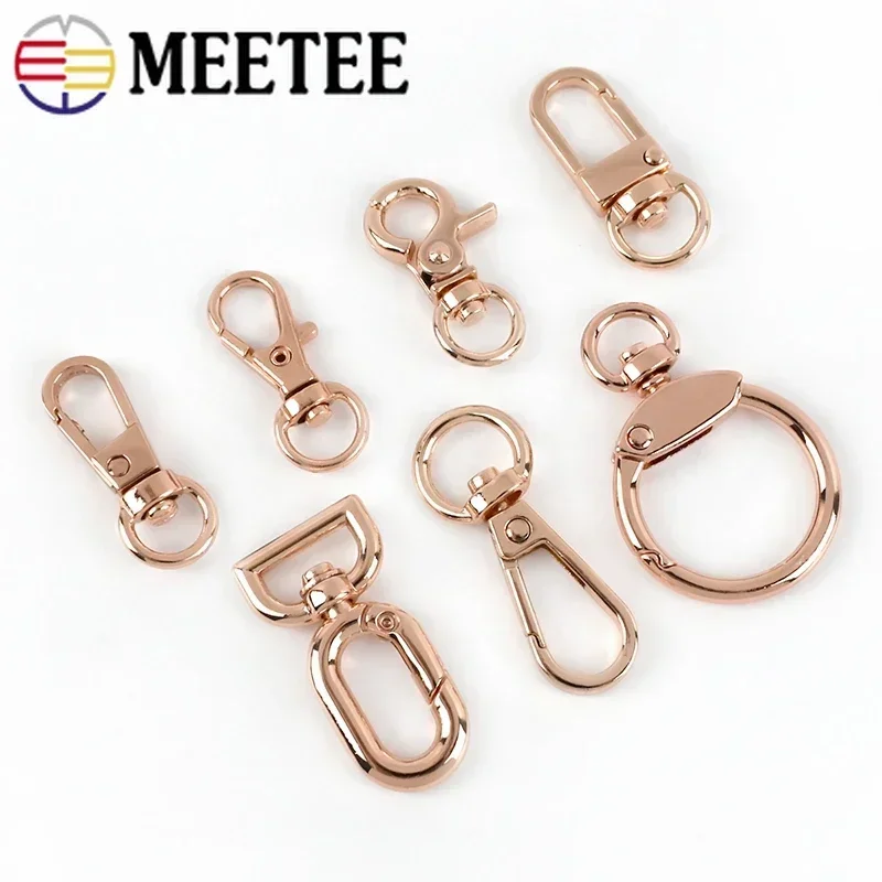 10Pcs RoseGold Bag Buckles Metal Lobster Clip Clasp Hooks Backpack Strap Belt Carabiner Hanger DIY Hardware Sewing Accessories