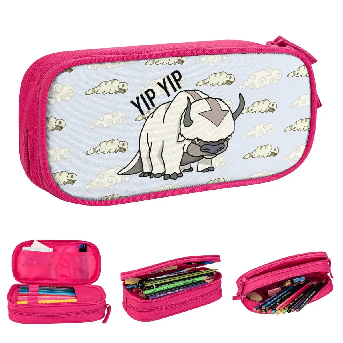 Lovely Appa Yip Yip Flying Bison Pencil Cases Avatar The Last Airbender Pen Kids Big Capacity Bags Students School Stationery