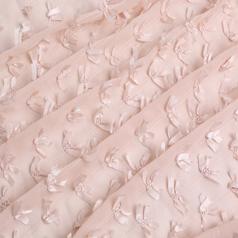 

Высококачественная кружевная ткань 100x150 см с 3D-вышивкой в виде бантов, для самостоятельного изготовления свадебных платьев, юбок, сумок, декоративный швейный материал, новинка