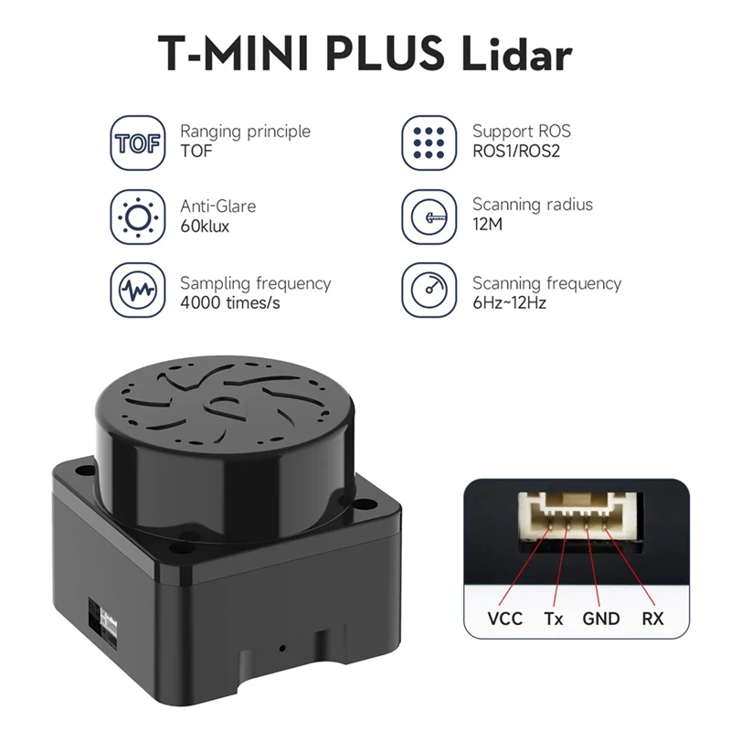 T-MINI-Plus Lidar Scanner 360°TOF Ranging 12M 3D Sensor Kit Support ROS1 ROS2 ROS Robotics Raspberry Pi Jetson NANO-Y41A