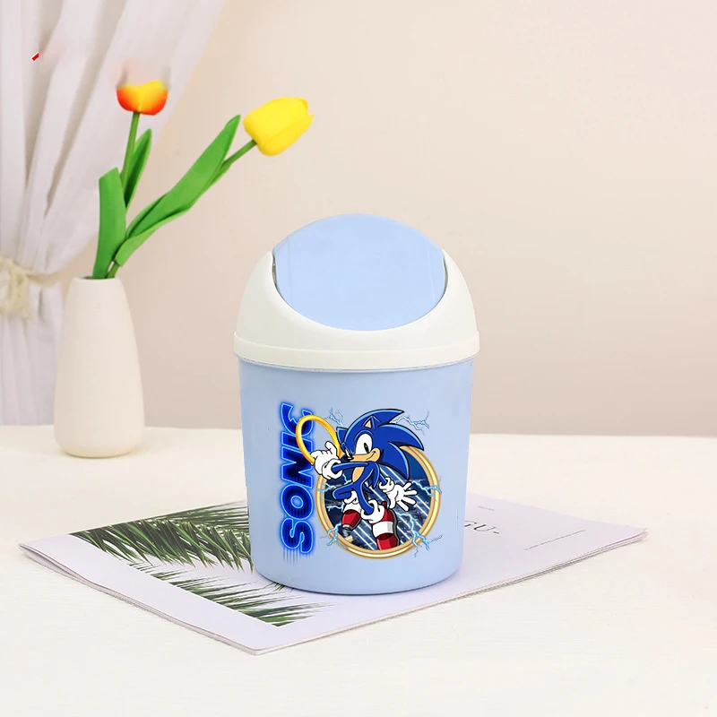 

Sonics Boy Girl Mini Desktop Bin Cartoon Cute Characters Small Trash Can Bedroom Trash Can Garbage Can Clean Home Desk Kids Gift