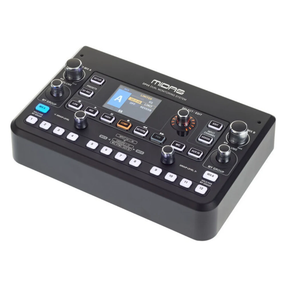 Midas DP48 48-channel Dual 48-Channel Digital Personal Mixer with 12 Stereo Groups, Stereo Ambiance Microphone, and SD Recording