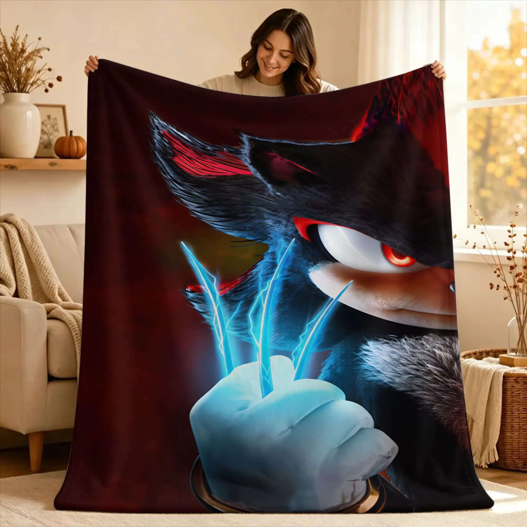 Super Soft Blanket Travel Office S-sonic The Hedgehog  Throw Blanket  Flannel Bedspread For Outdoor Comfortable Sofa Bed Cover