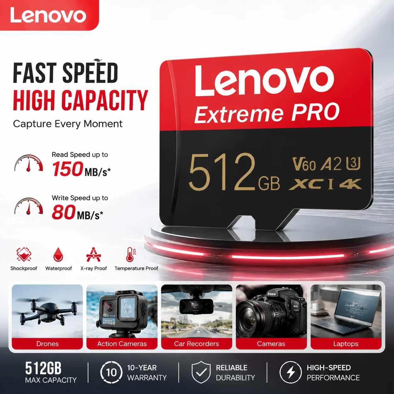 Lenovo High Speed Memory Card 1TB Cartao De Memoria 512GB Micro SD Card 256GB Class 10 TF Flash Card For Phone Tablet UAV NEW