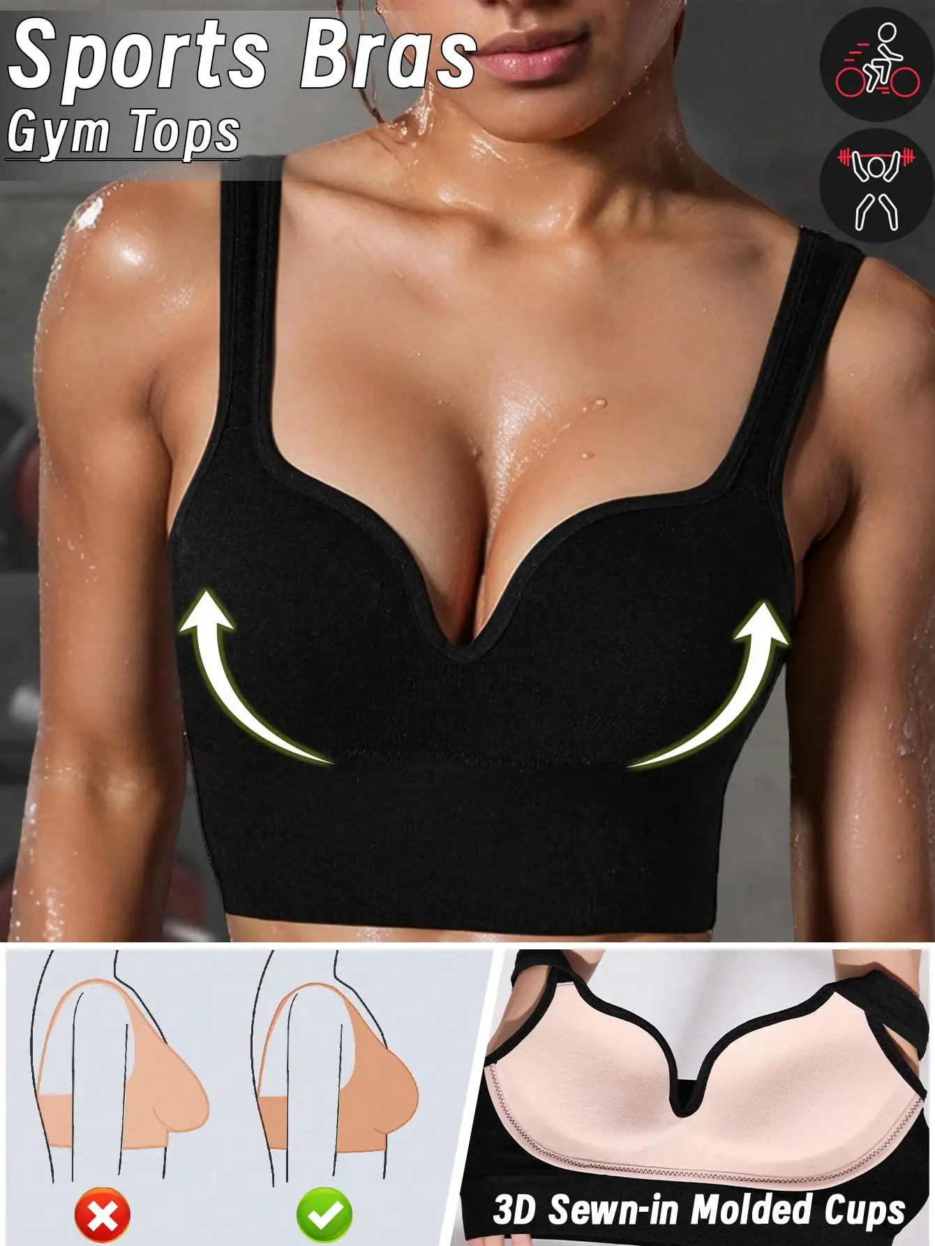 Sports Bras Training Exercise Summer Gym Top Active wear Women's Seamless Bralette Running High Support Sports Bra