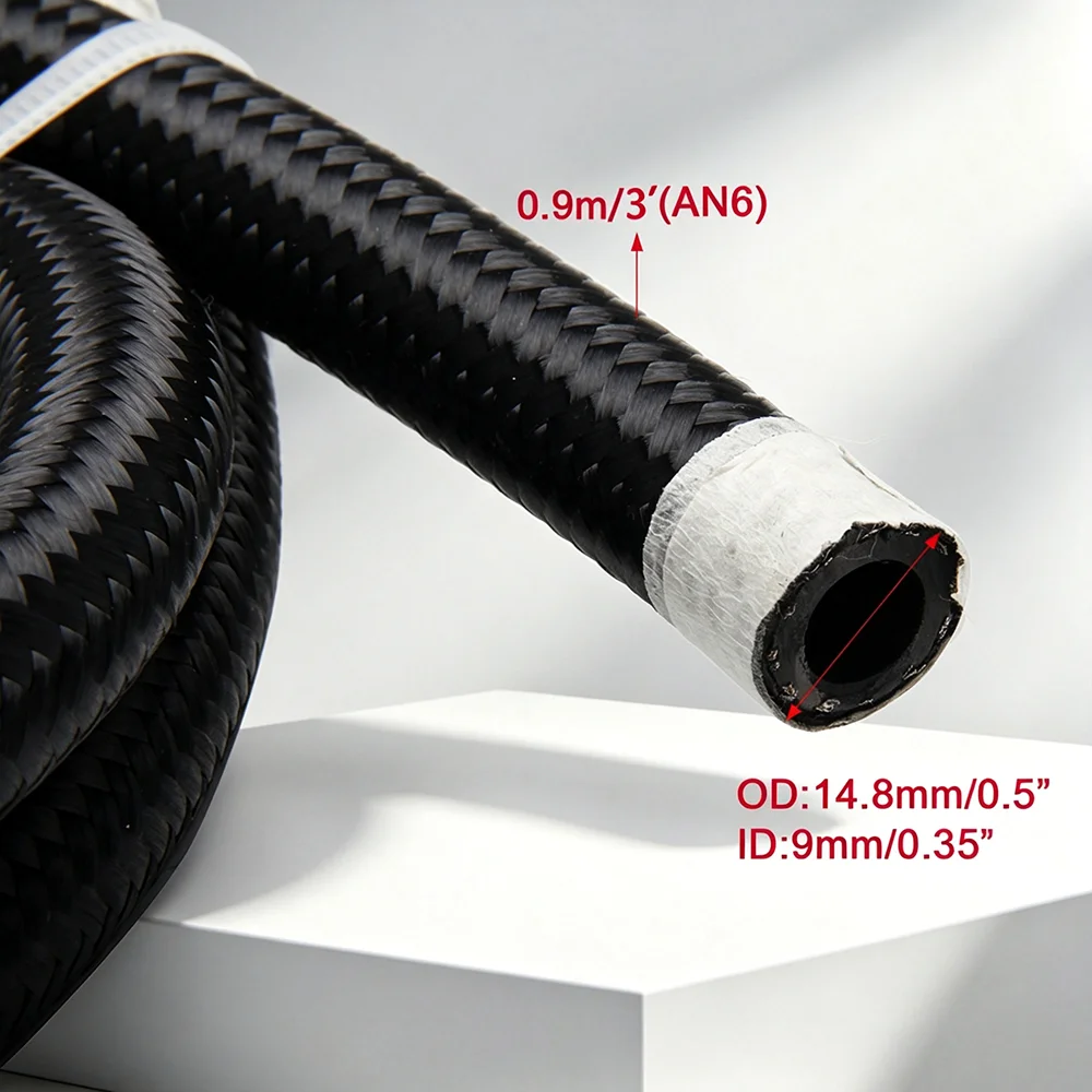 CPE Rubber Fuel Hose Braided Stainless Steel Lining AN4 AN6 AN8 AN10 AN12 AN16 Nylon Reinforced Oil Gas Cooler Pipeline