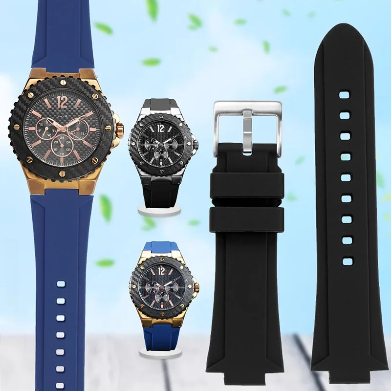 For GUESS W0149L5 Series Watch Chain Soft Resin Silicone Watchband Convex Mouth 26x14m Watch Strap Waterproof Bracelet Bue