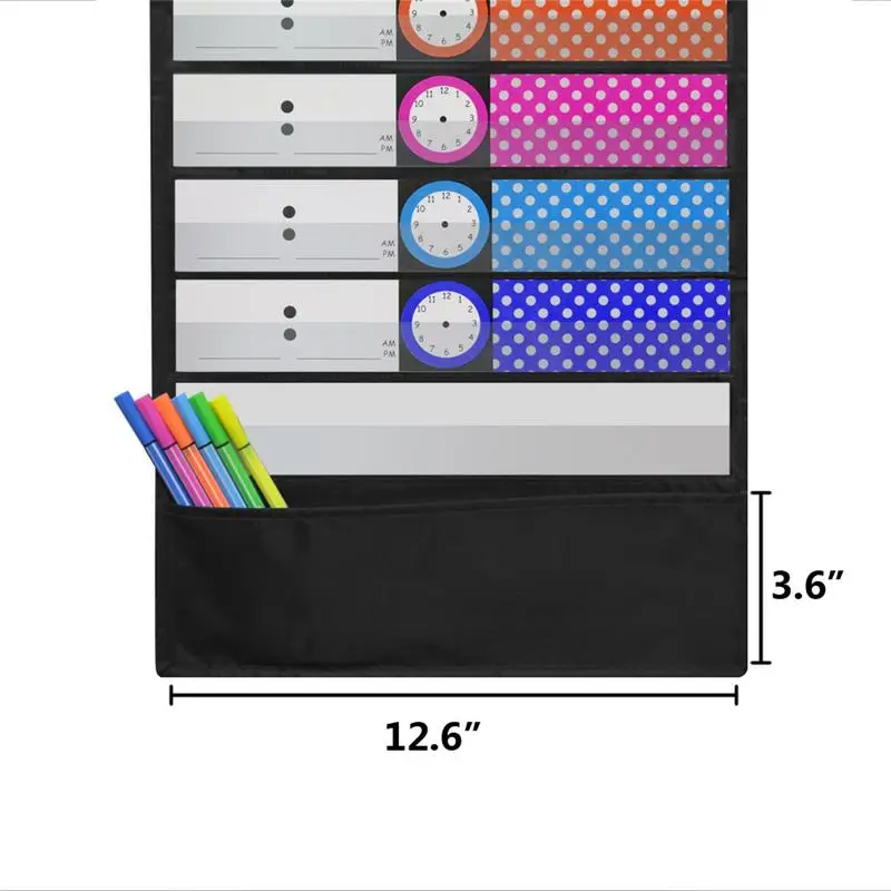 Tabla de bolsillo para el aula, horario diario y estudio de palabras, horario de reloj, planificador de horario con borrado en seco